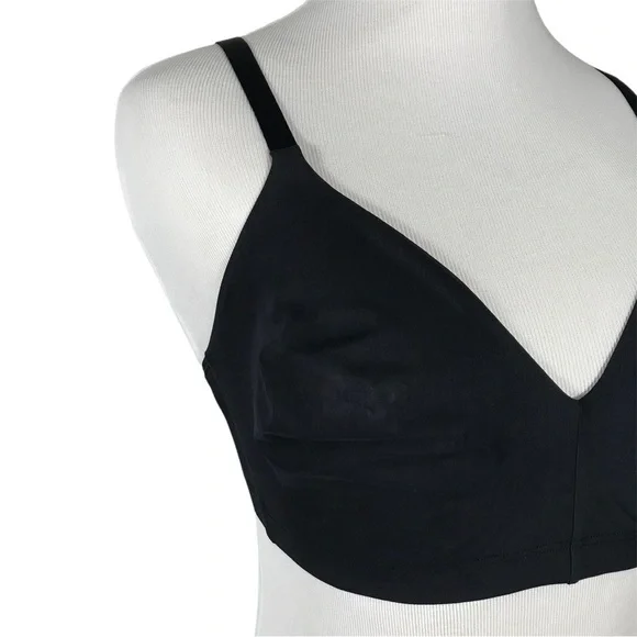 HANRO OF SWITZERLAND 1291 SMOOTH ILLUSION WIREFREE BRALETTE BLACK SIZE 38B